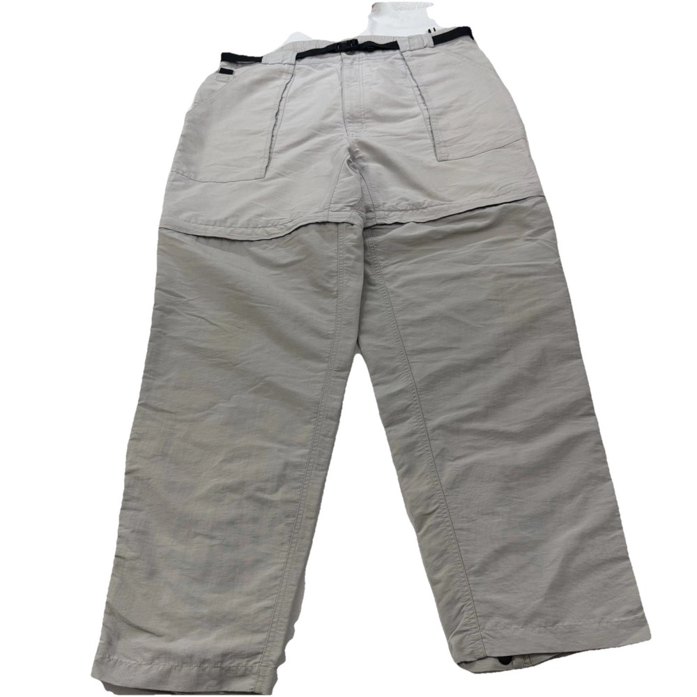 The North Face Convertible Zip Off Hiking Pants Men XL Belted Gray Nylon